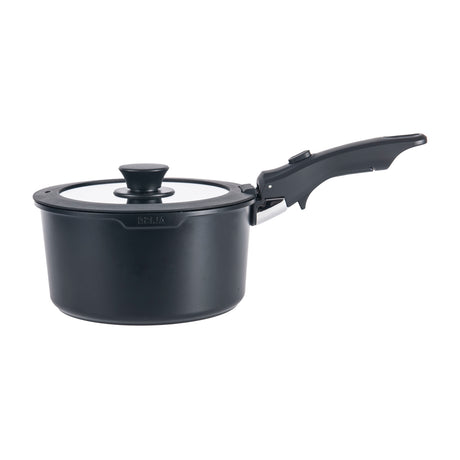 DRIJA Bucatini 19-B Juego de Ollas y Sartenes | Asas Desmotables | Antiadherente | Calor uniforme | Negro