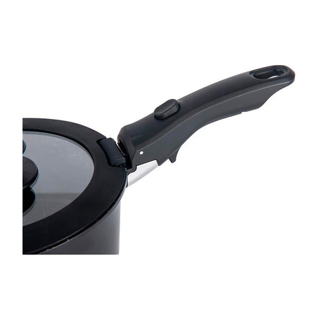 DRIJA Bucatini 19-B Juego de Ollas y Sartenes | Asas Desmotables | Antiadherente | Calor uniforme | Negro