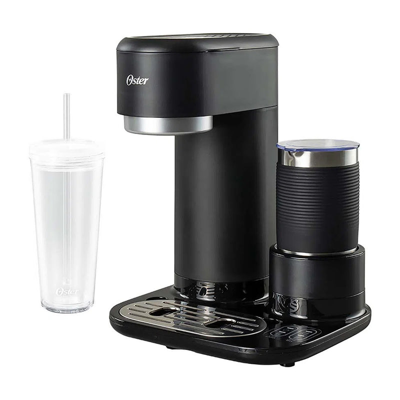 Oster Cafetera Latte 4-en-1 de 22oz | Espumador Integrado | Sistema de Medición | Sistema Profesional | Negro