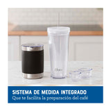 Oster Cafetera Latte 4-en-1 de 22oz | Espumador Integrado | Sistema de Medición | Sistema Profesional | Negro