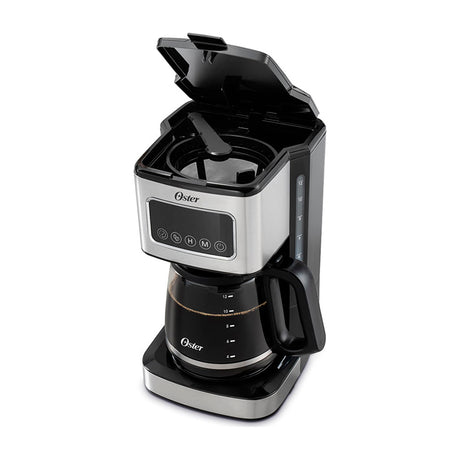 Oster BVSTDC4403 Cafetera de 12 Tazas | Filtro Reutilizable | Apagado Automático | Negro Plateado