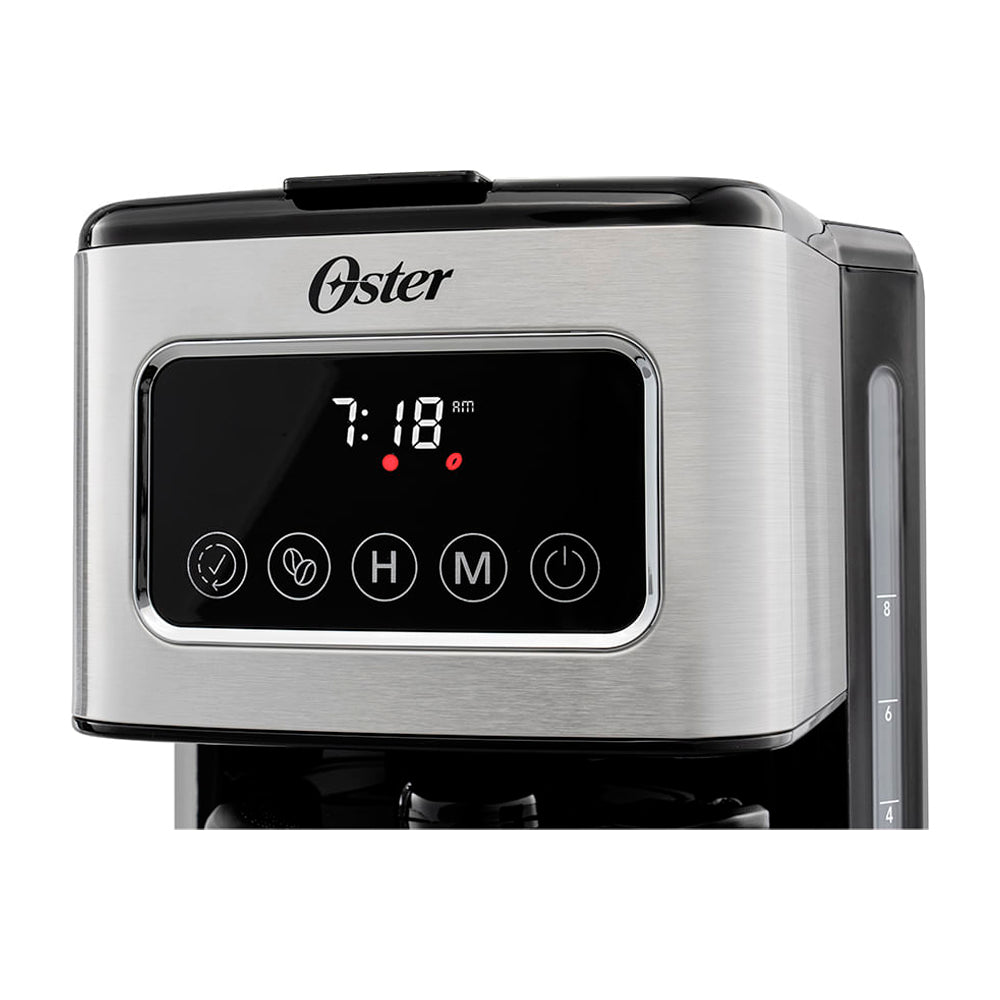 Oster BVSTDC4403 Cafetera de 12 Tazas | Filtro Reutilizable | Apagado Automático | Negro Plateado