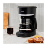 Oster BVSTDCP121B Cafetera de 12 Tazas | Programable | Pantalla LED | Filtro Lavable Permanente | Canasta Removible | Negro