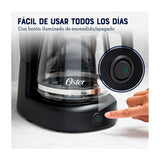 Oster BVSTDCS121B Cafetera de 12 Tazas | Filtro Permanente Lavable | Interruptor Iluminado | Pausa y Servir | Negro
