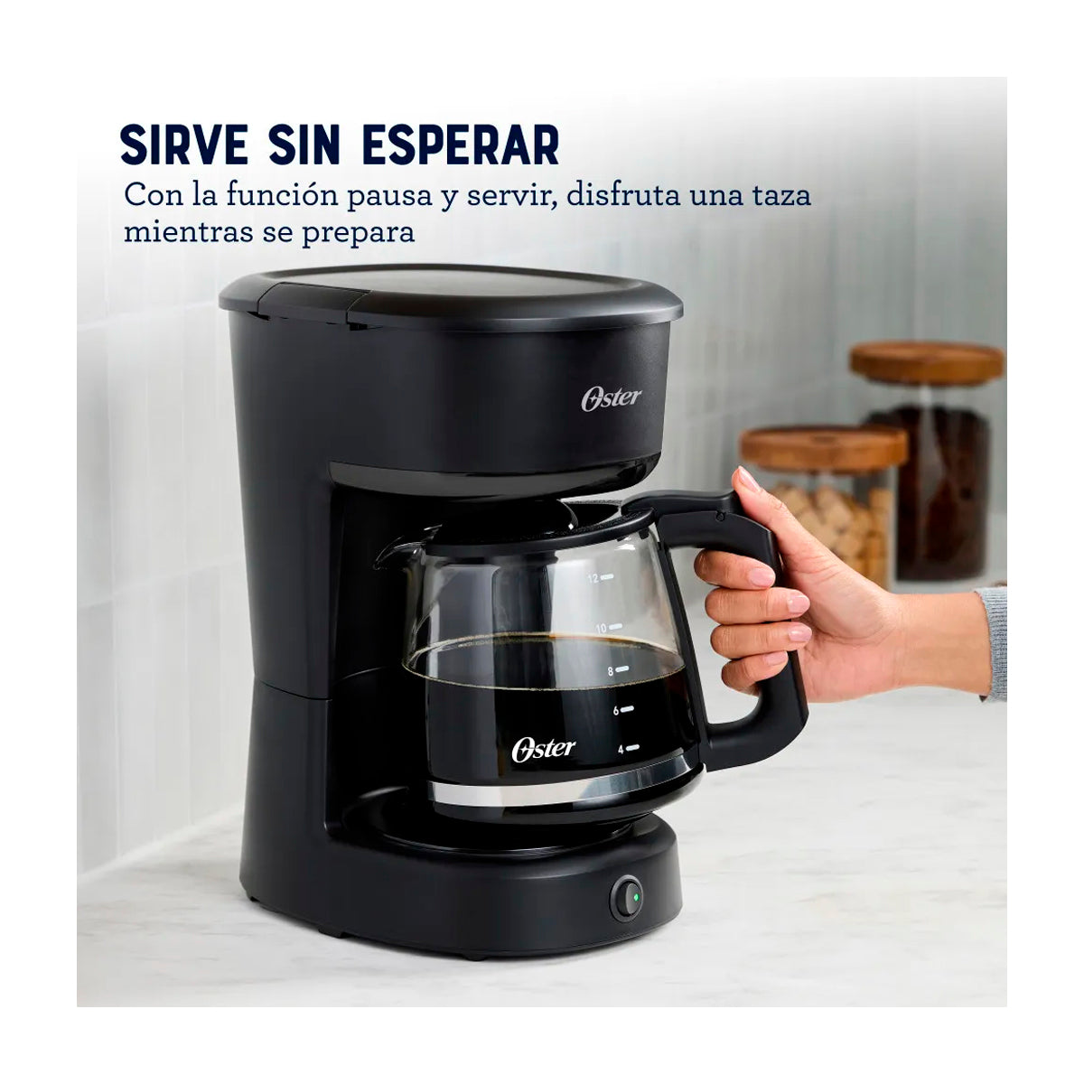 Oster BVSTDCS121B Cafetera de 12 Tazas | Filtro Permanente Lavable | Interruptor Iluminado | Pausa y Servir | Negro