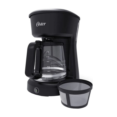 Oster BVSTDCS12BN Cafetera de 12 Tazas | Filtro Permanente Lavable | Pausa y Servir | Negro