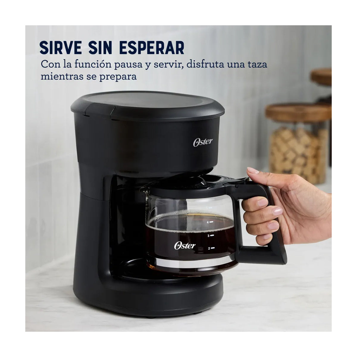 Oster BVSTDCS51B Cafetera de 5 Tazas | Filtro Permanente Lavable | Pausa y Servir | Negro