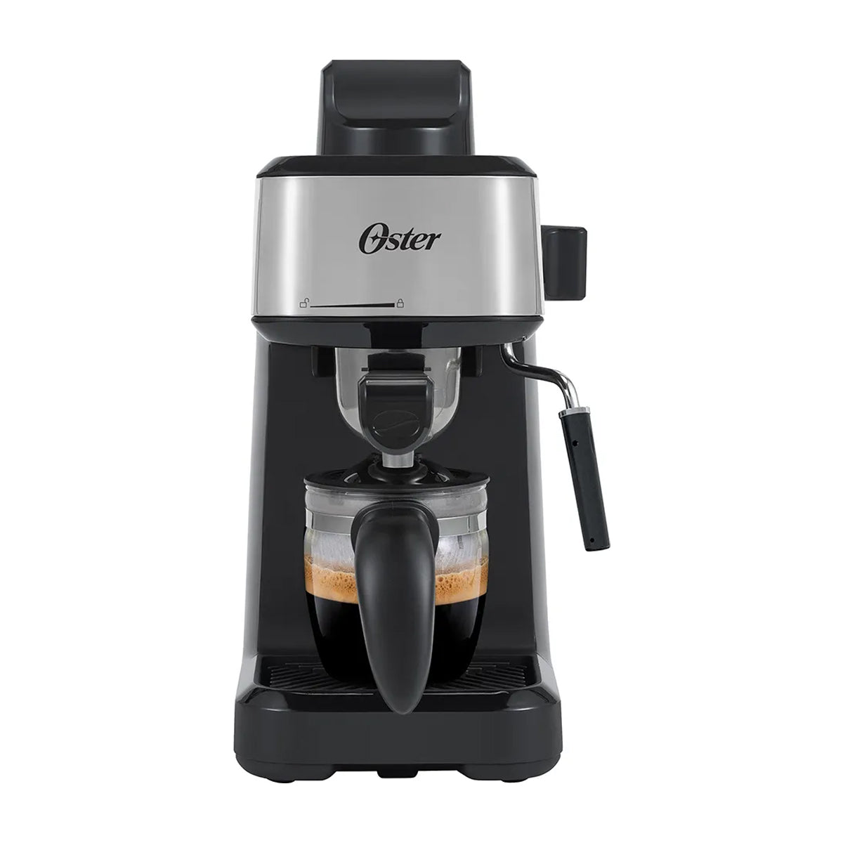 Oster BVSTEM3300 Cafetera de 4 Tazas | Vapor a Presión | Espresso y Cappuccino | Negro