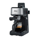 Oster BVSTEM3300 Cafetera de 4 Tazas | Vapor a Presión | Espresso y Cappuccino | Negro