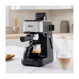 Oster BVSTEM3300 Cafetera de 4 Tazas | Vapor a Presión | Espresso y Cappuccino | Negro