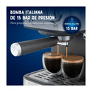 Oster BVSTEM5502 Cafetera de 8 Tazas | Espresso y Capuccino | 15 Bares | Tubo de Vapor | Acero Inoxidable