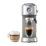 Oster BVSTEM7200 Cafetera de 4 Tazas | 15 Bares | Espresso y Capuccino | Sistema Espumador | Plateado
