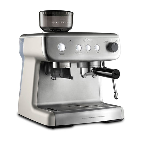 Oster BVSTEM7300 Cafetera de 12 Tazas | Espresso y Capuccino |  Perfect Brew 15 Bares | Molino Integrado | Acero Inoxidable