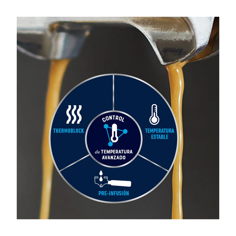 Oster BVSTEM7300 Cafetera de 12 Tazas | Espresso y Capuccino |  Perfect Brew 15 Bares | Molino Integrado | Acero Inoxidable