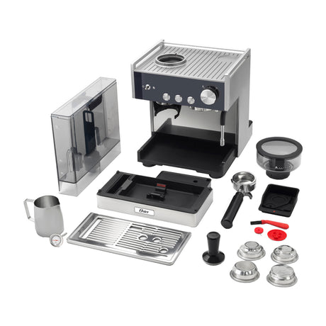 Oster BVSTEM7400 Cafetera Perfect Brew Máxima | Espresso y Latte | 15 Bares | Thermoblock Doble | Molino Inteligente | Acero Inoxidable