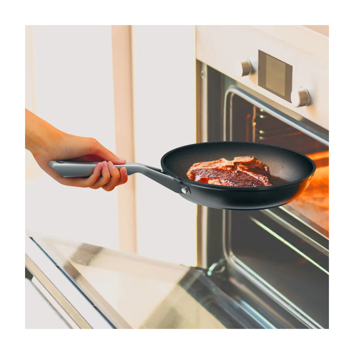 Ninja NeverStick Juego de Ollas de Inducción | Revestimiento de Cerámica | Tapa de Vidrio | Negro