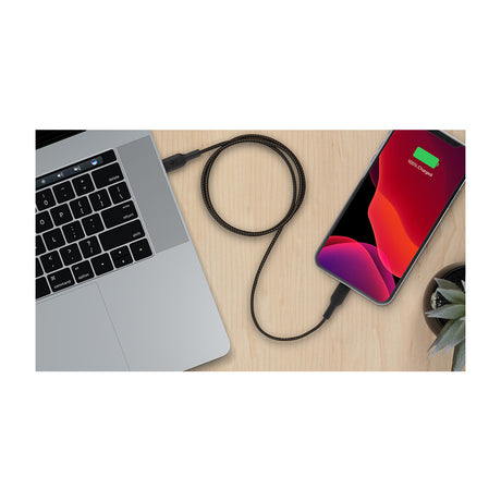 Belkin BoostCharge Cable Trenzado USB C a Lightning | 1 Metro | Negro