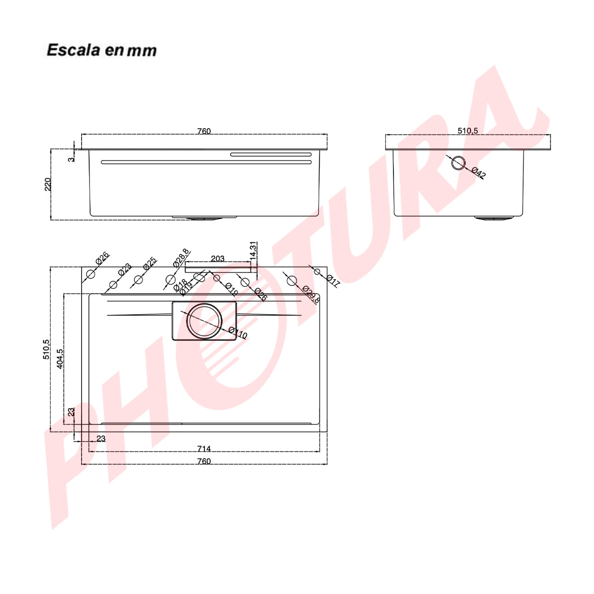 Drija Capri 76 Fregador Moderno de Acero Inoxidable | Sistema Anti Reboso | Enjuagador de Vasos | Dispensador de Jabón