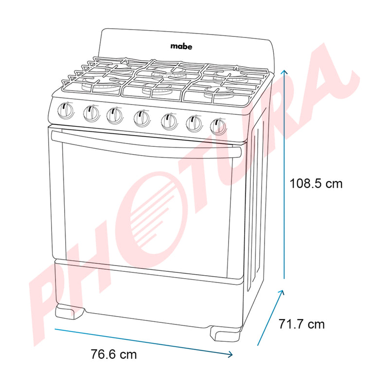 Mabe Estufa a Gas de Acero Inoxidable | Tecnología Ultimate | Perfect Cook | Easy Clean Pro | 30" | 6 Quemadores
