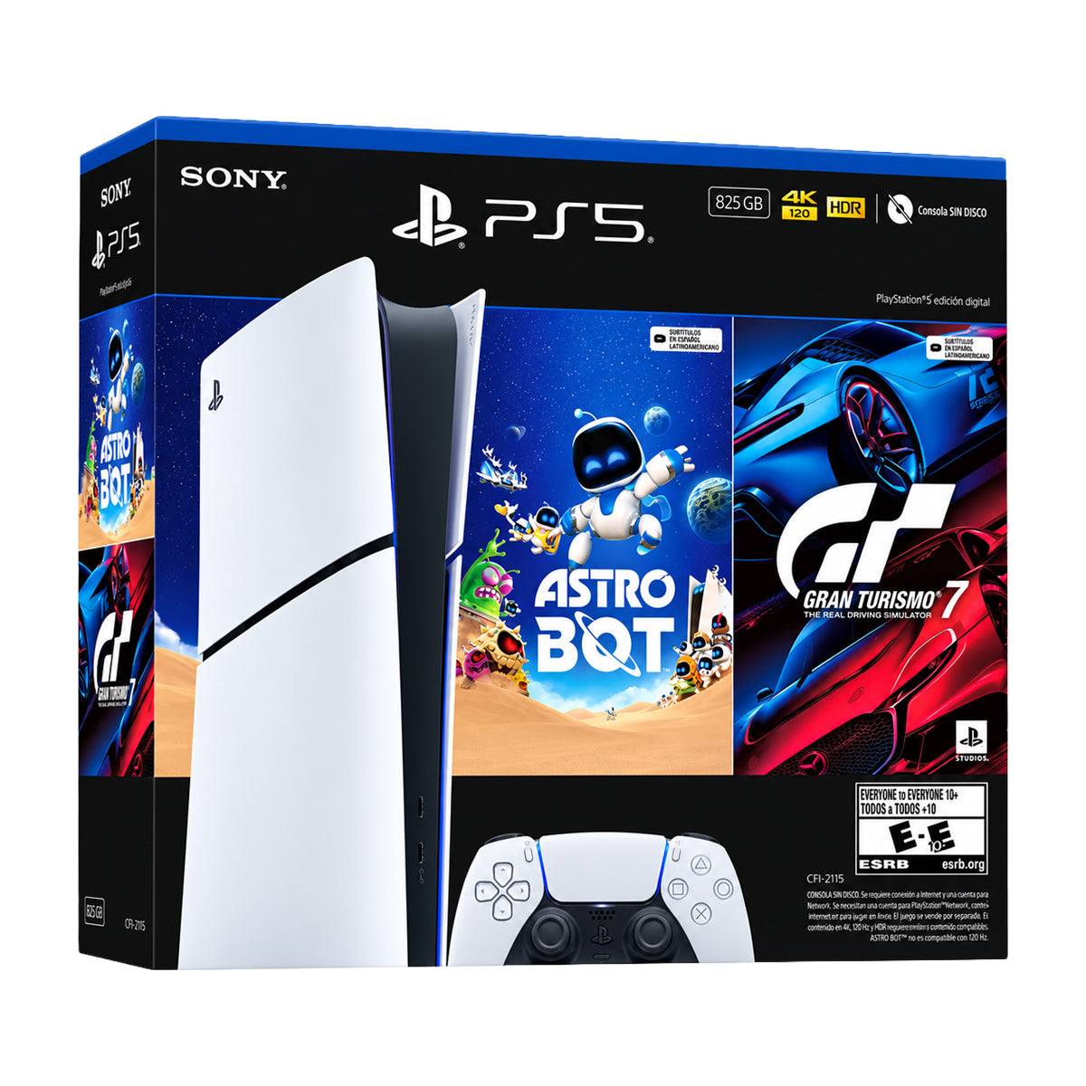 Sony Bundle PlayStation 5 Slim Consola con Astro Bot & Gran Turismo 7 | Digital Edition | 825GB