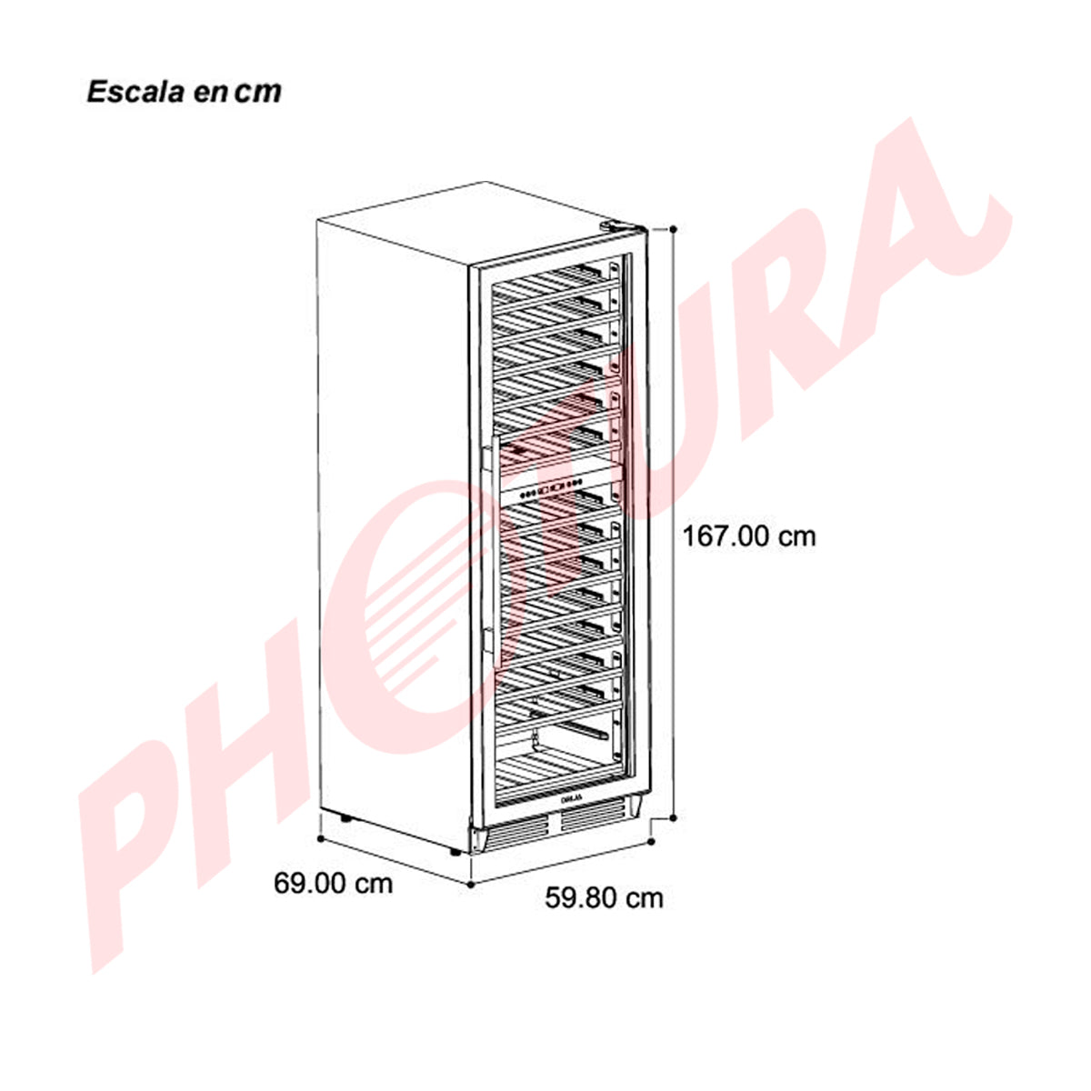 Drija Chianti 154 Vinera Empotrable de Compresor de 154 Botellas | Rejillas de Madera Deslizables