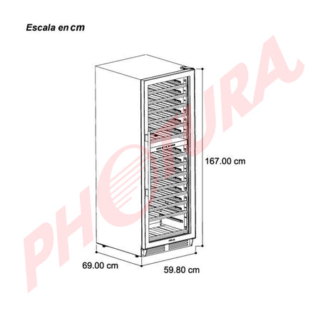 DRIJA Chianti 154 Vinera Empotrable de Compresor de 154 Botellas | Rejillas de Madera Deslizables