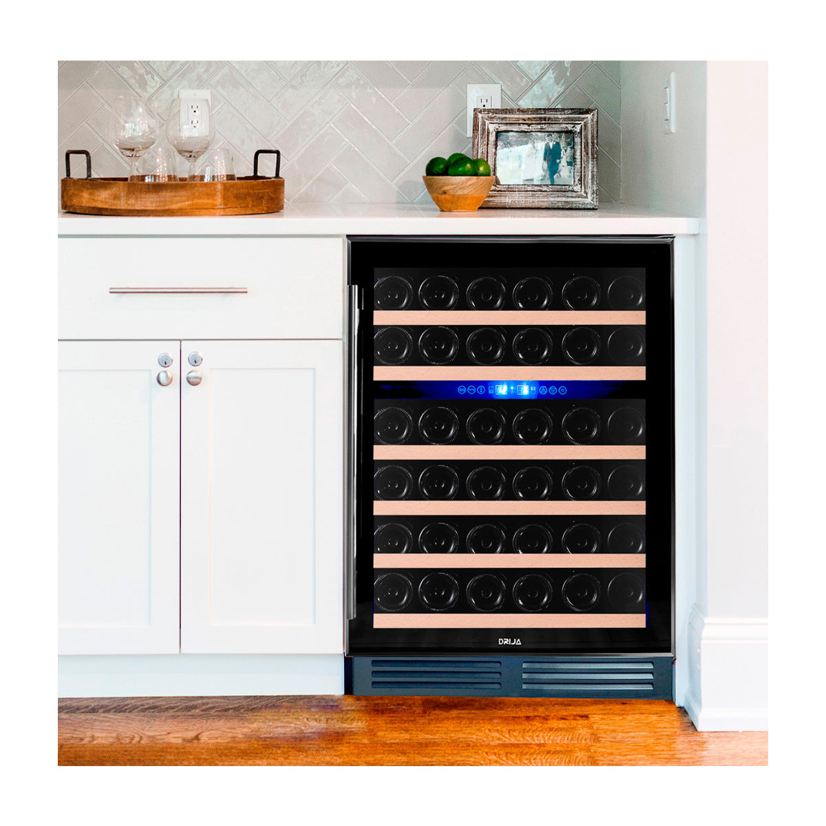 Drija CIRO 46 Vinera Empotrable de Compresor de 46 Botellas | Rejillas de Madera Deslizables