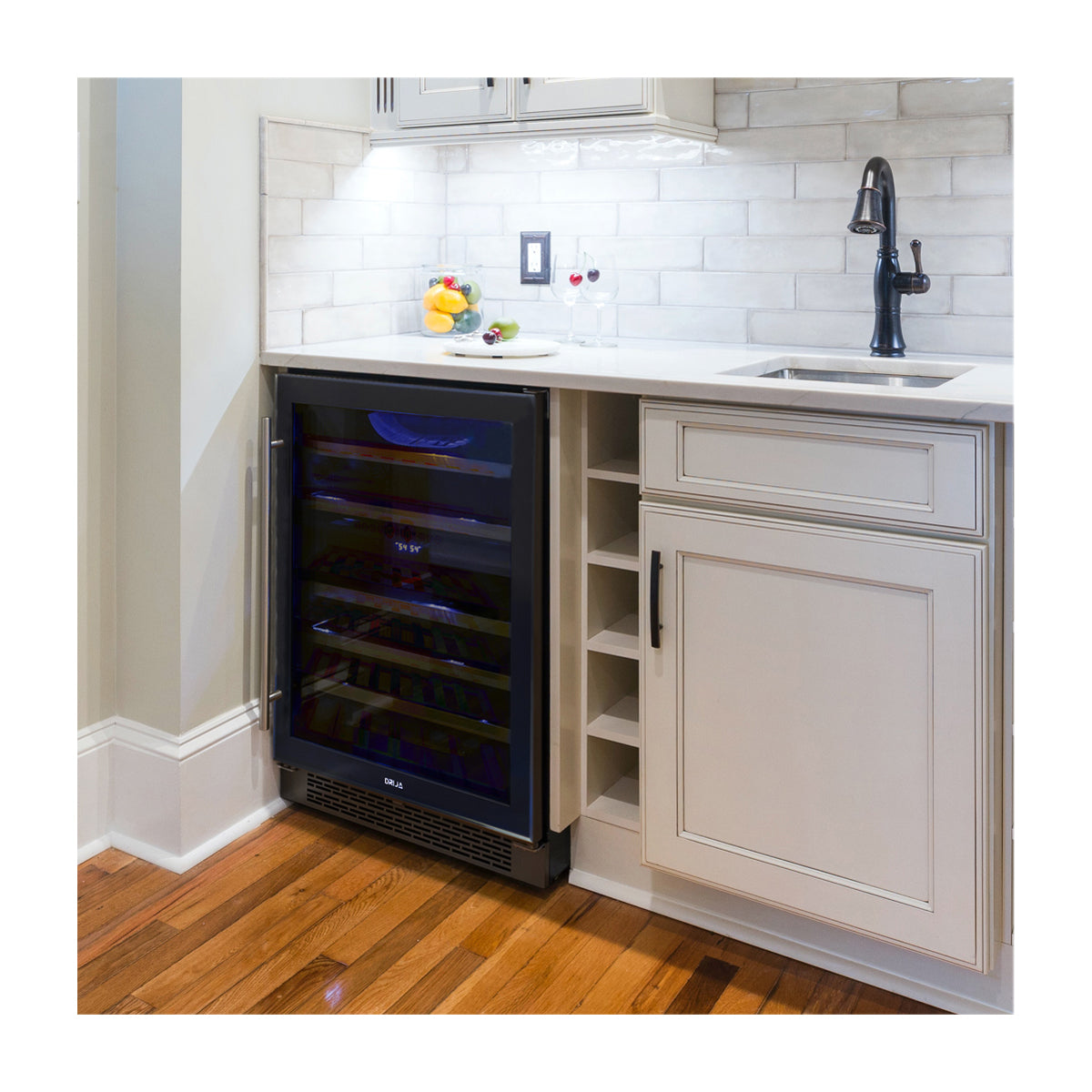 Drija CIRO 46 Vinera Empotrable de Compresor de 46 Botellas | Rejillas de Madera Deslizables