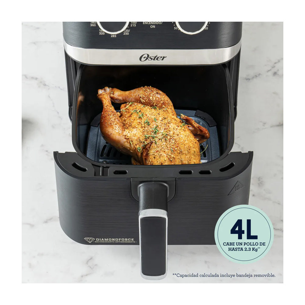 Oster CKSTAF401MDF Freidora de Aire | 4L | DiamondForce  | Temporizador | Control de Temperatura | Negro