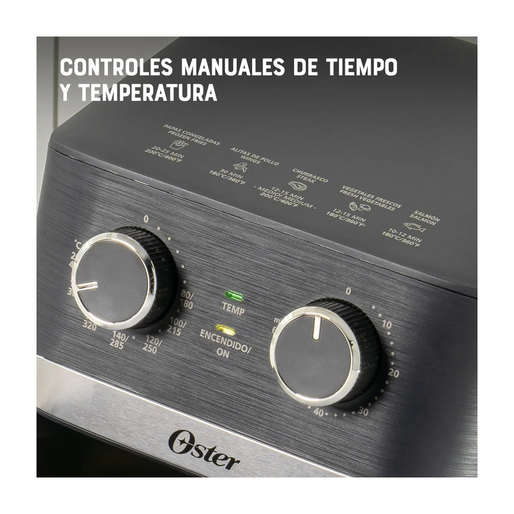 Oster CKSTAF401MDF Freidora de Aire | 4L | DiamondForce  | Temporizador | Control de Temperatura | Negro
