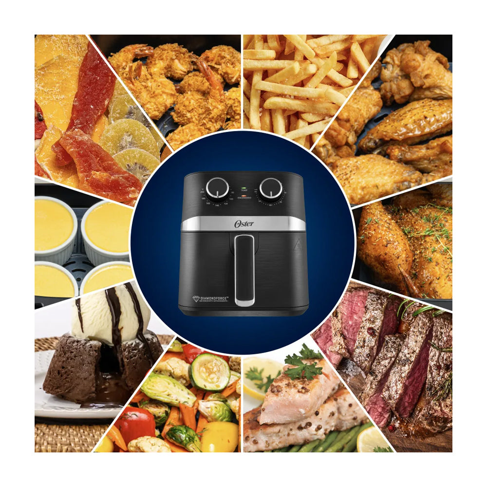 Oster CKSTAF401MDF Freidora de Aire | 4L | DiamondForce  | Temporizador | Control de Temperatura | Negro