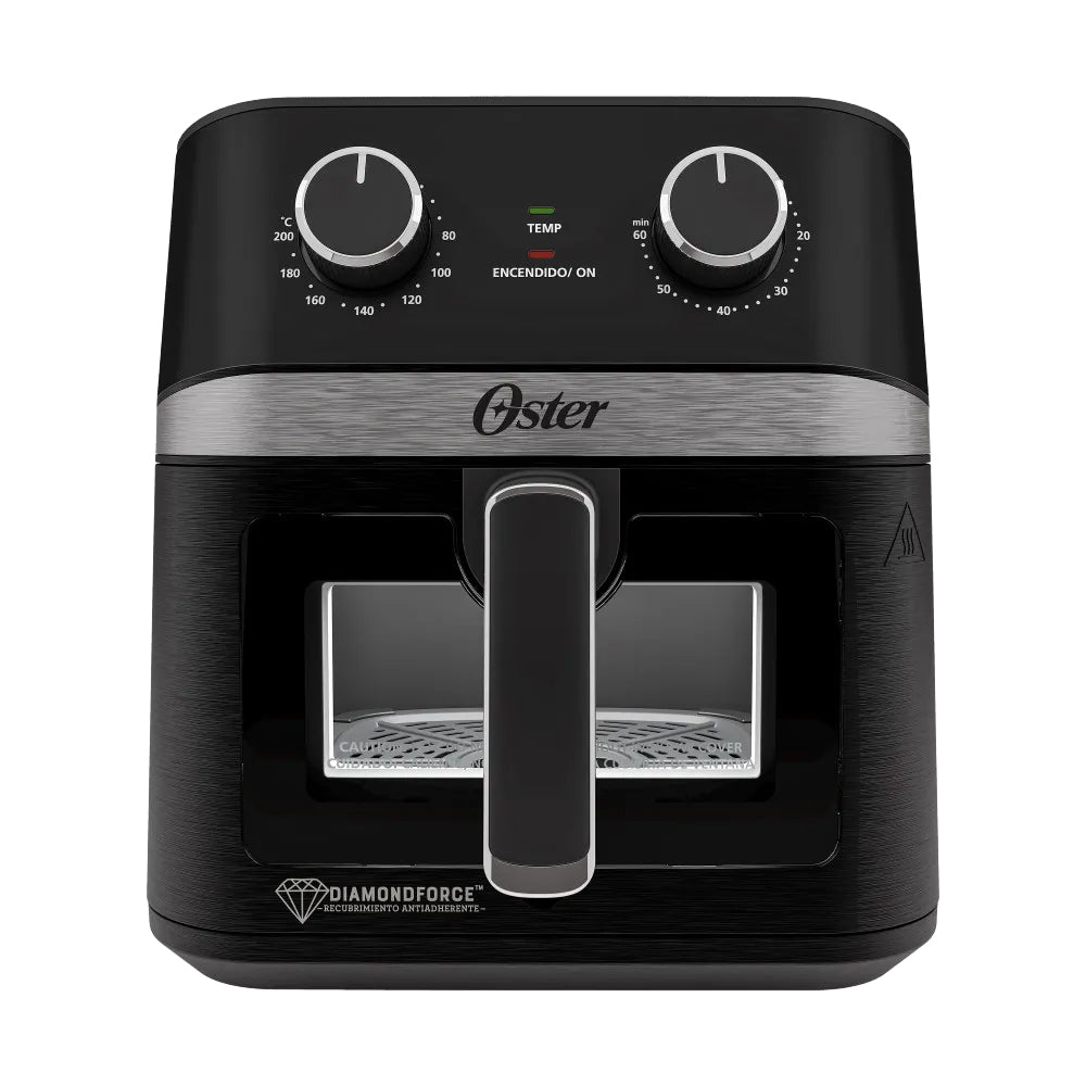 Oster CKSTAF60WMDF Freidora de Aire | 6L | DiamondForce | Circulación de Aire 360° | Ventana de Vidrio | Negro
