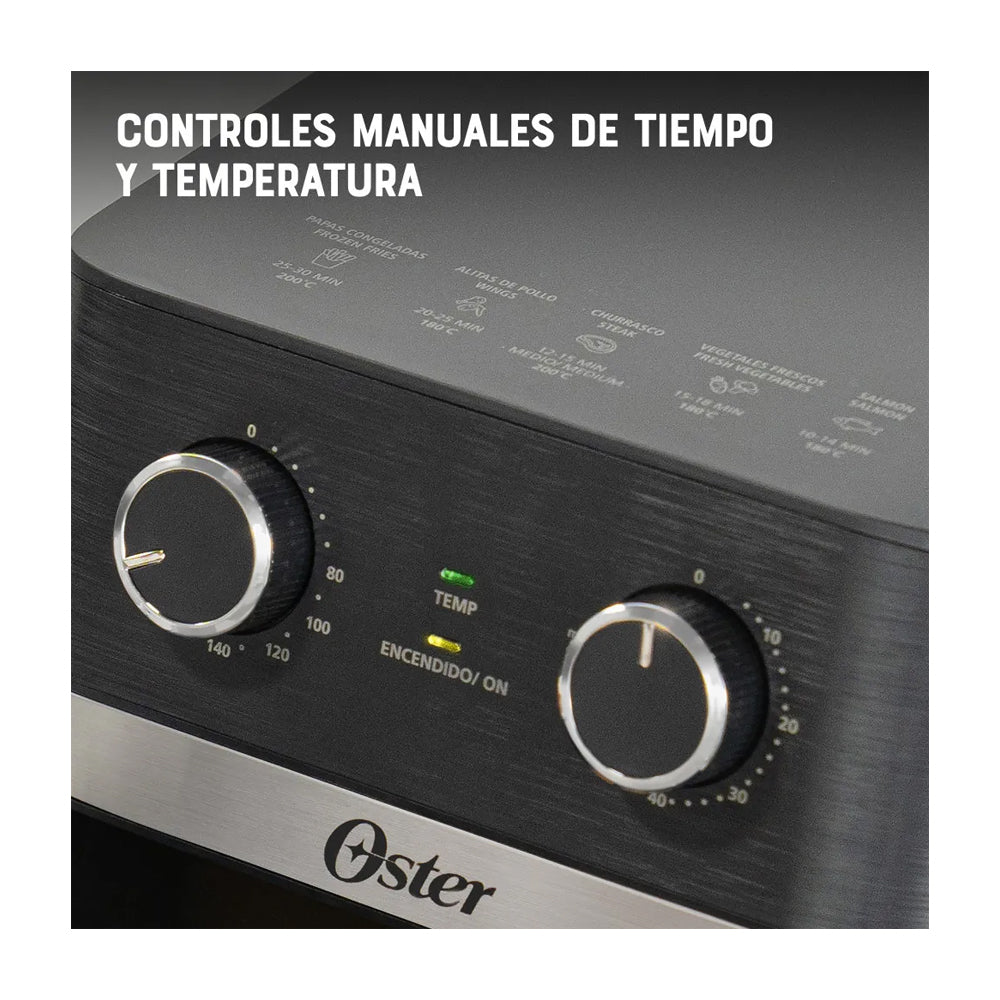 Oster CKSTAF60WMDF Freidora de Aire | 6L | DiamondForce | Circulación de Aire 360° | Ventana de Vidrio | Negro