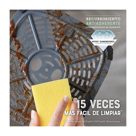 Oster CKSTAF60WMDF Freidora de Aire | 6L | DiamondForce | Circulación de Aire 360° | Ventana de Vidrio | Negro