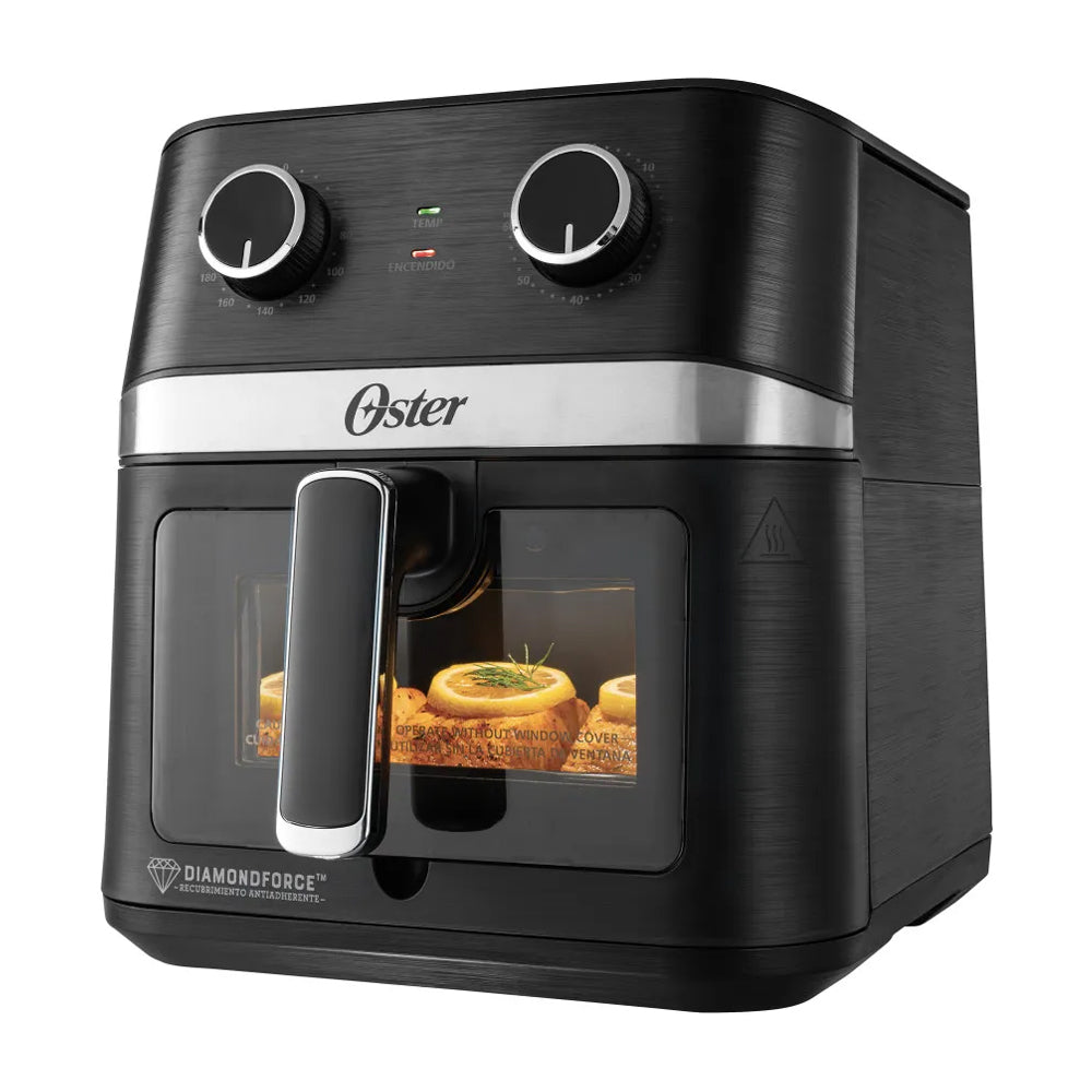 Oster CKSTAF60WMDF Freidora de Aire | 6L | DiamondForce | Circulación de Aire 360° | Ventana de Vidrio | Negro