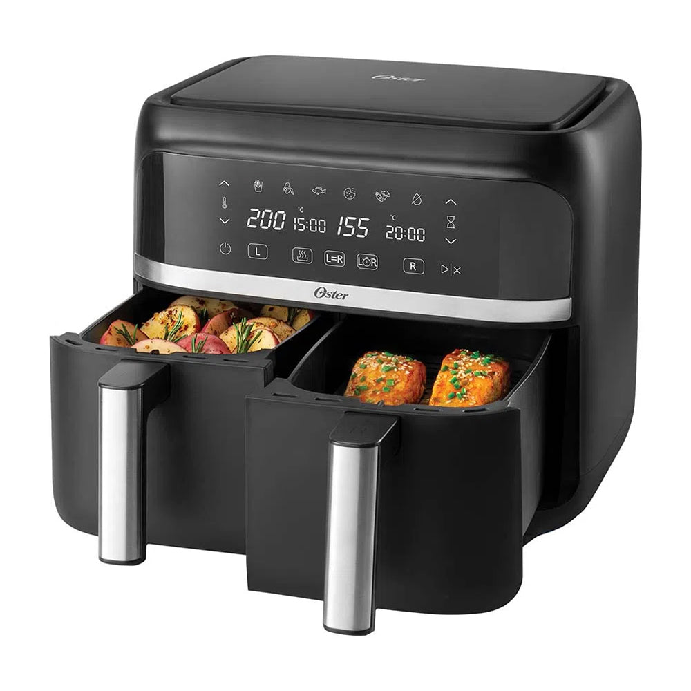 Oster CKSTAF7MCDDF Freidora de Aire Digital | 7.6L | Dual | DiamondForce | 2 Canastas | 6 Funciones | Negro