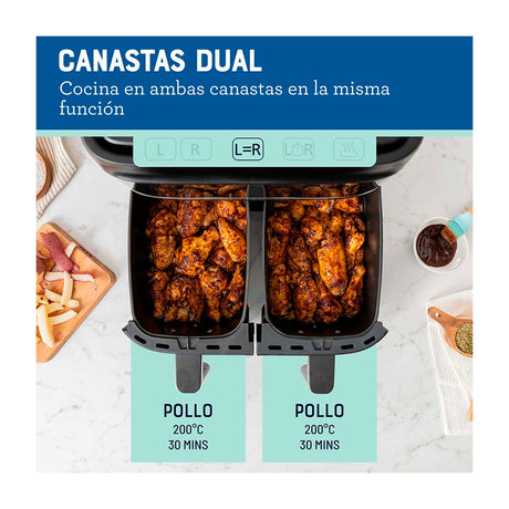 Oster CKSTAF7MCDDF Freidora de Aire Digital | 7.6L | Dual | DiamondForce | 2 Canastas | 6 Funciones | Negro