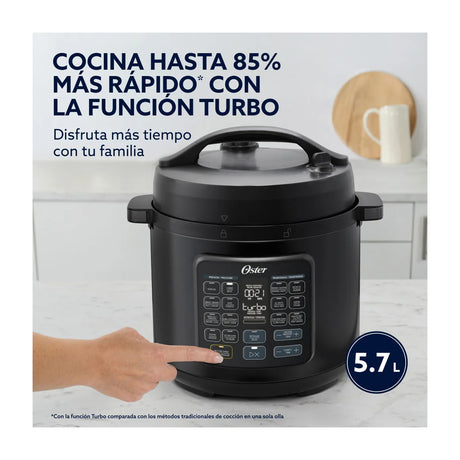 Oster CKSTPCECT57DF2CL Multi-Olla Rápida Programable de 5.7L | 14 Funciones | Temporizador | Función Turbo | Interior Antiadherente Extraíble | Negro