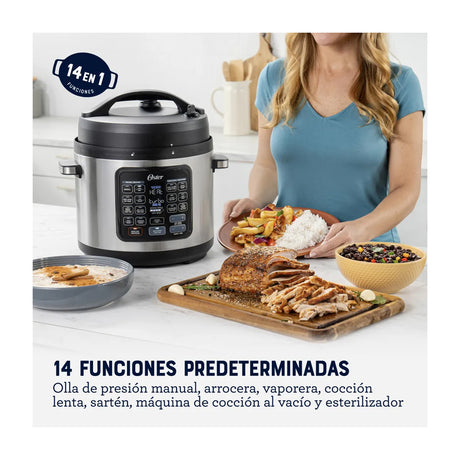 Oster CKSTPCECT57DF Multi-Olla Rápida Programable de 5.7L | 14 Funciones | Temporizador | Función Turbo | Interior Antiadherente Extraíble