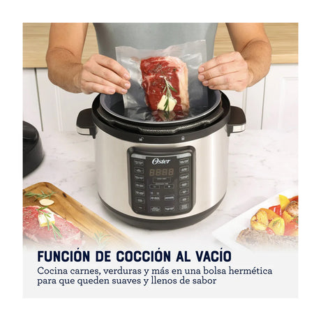 Oster CKSTPCECT75DF Multi-Olla Rápida Programable de 7.5L | 14 Funciones | Temporizador | Función Turbo | Interior Antiadherente Extraíble