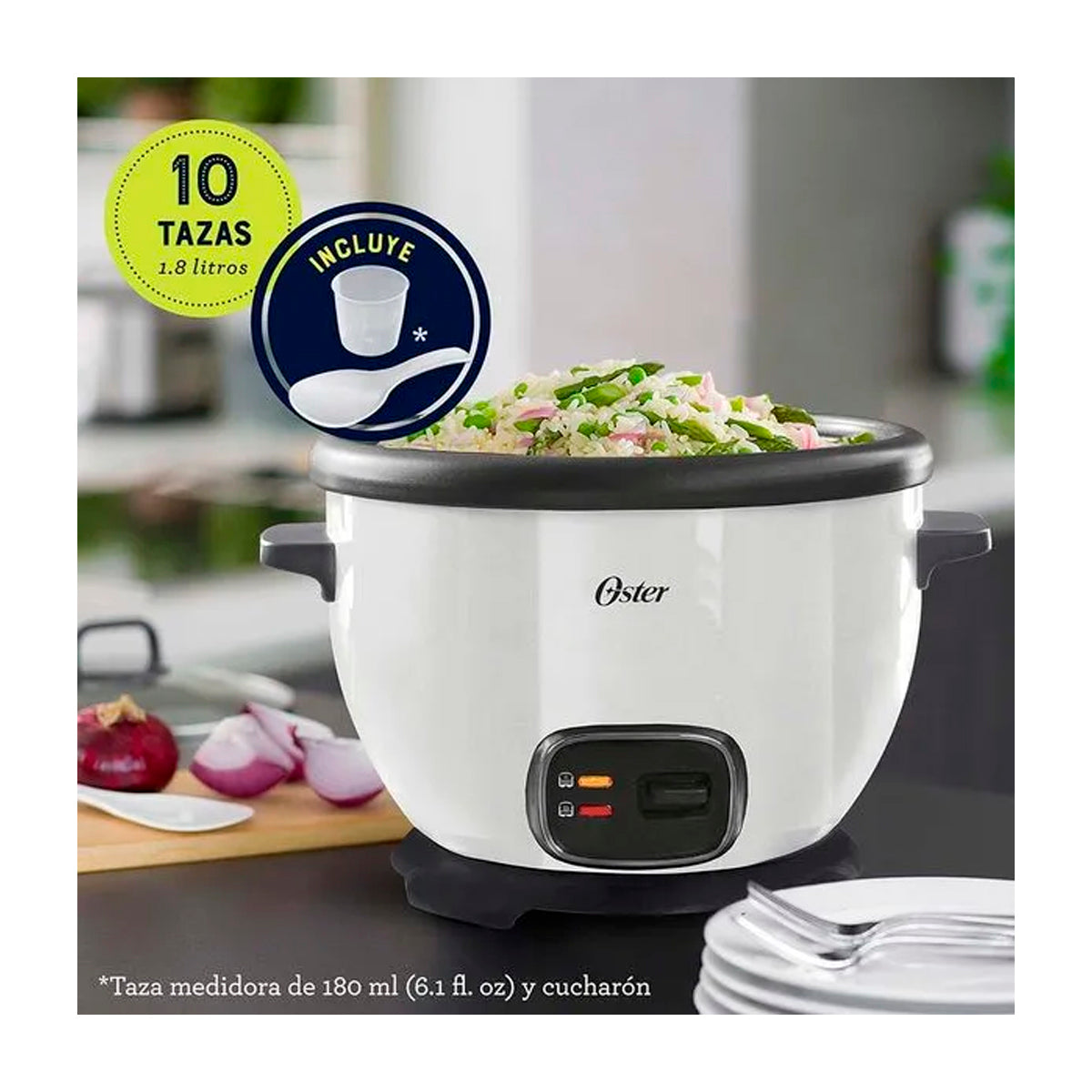 Oster CKSTRC5729W Olla Arrocera Multiusos de 1.8L | Interior Antiadherente Extraible | Blanco