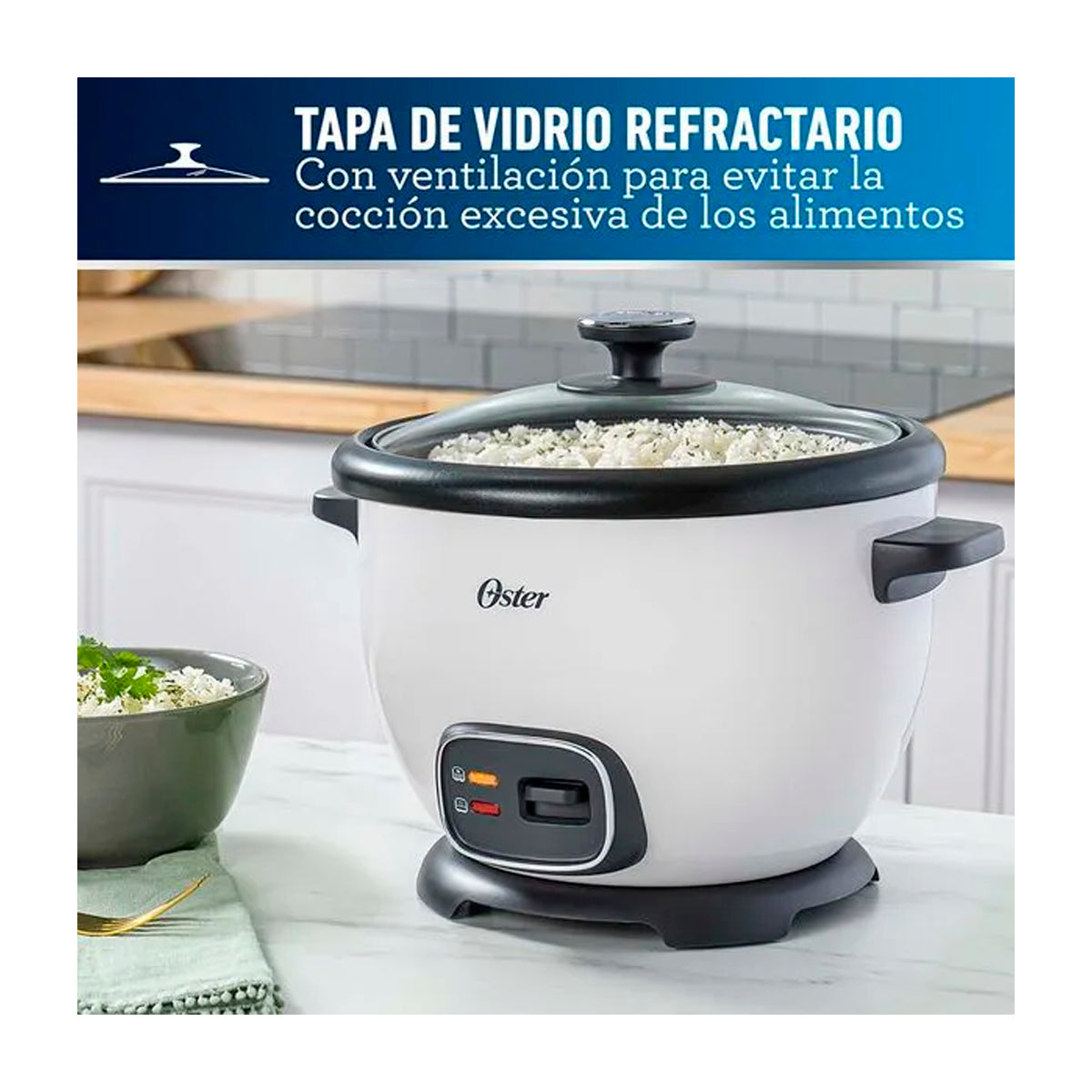 Oster CKSTRC5729W Olla Arrocera Multiusos de 1.8L | Interior Antiadherente Extraible | Blanco