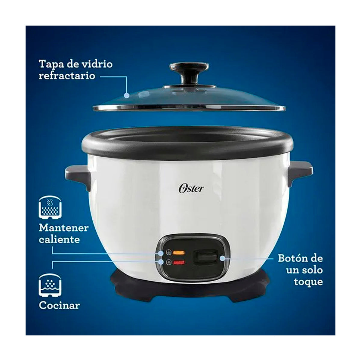 Oster CKSTRC5729W Olla Arrocera Multiusos de 1.8L | Interior Antiadherente Extraible | Blanco