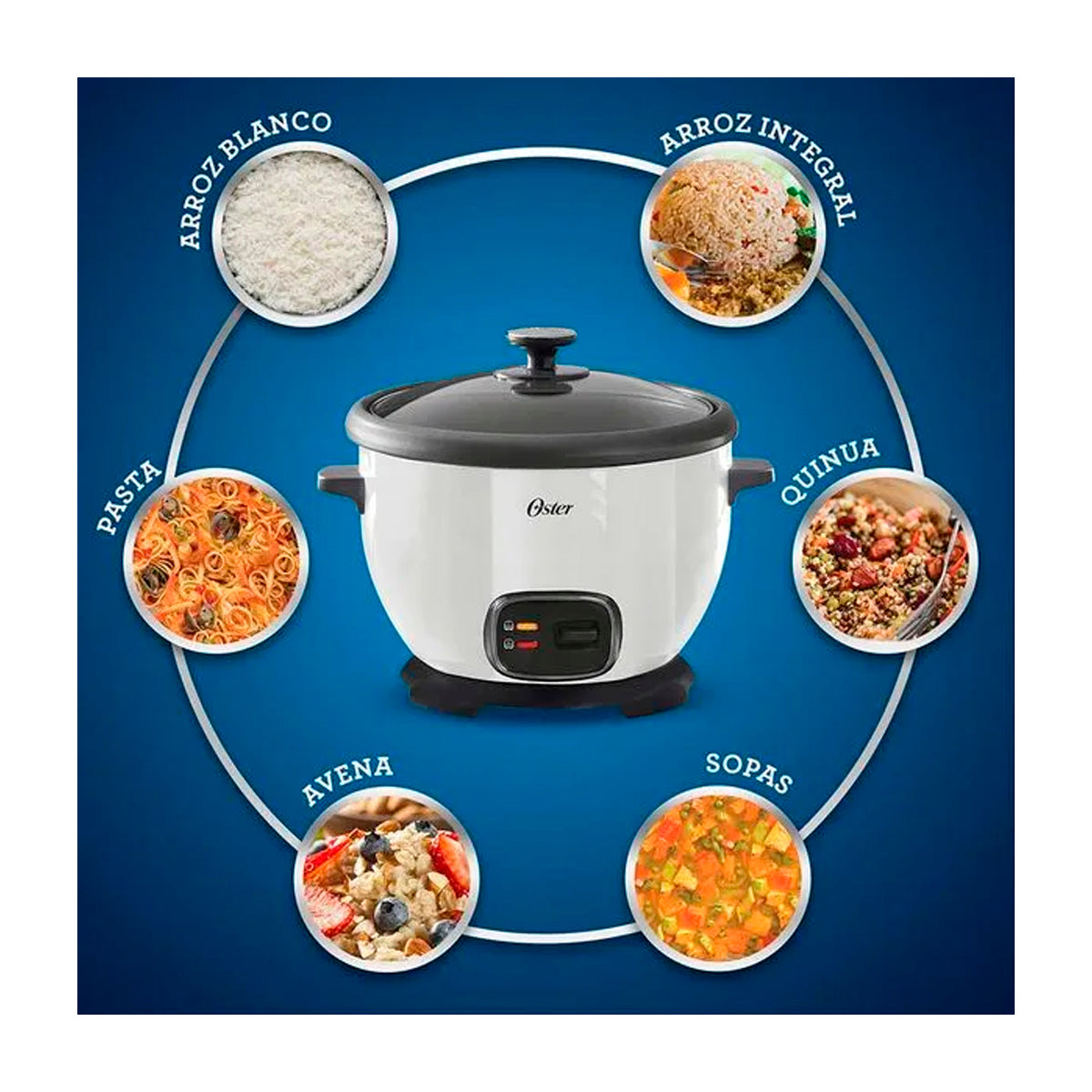 Oster CKSTRC5729W Olla Arrocera Multiusos de 1.8L | Interior Antiadherente Extraible | Blanco