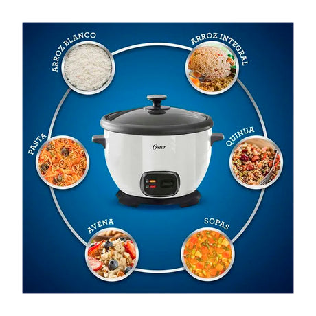 Oster CKSTRC5729W Olla Arrocera Multiusos de 1.8L | Interior Antiadherente Extraible | Blanco