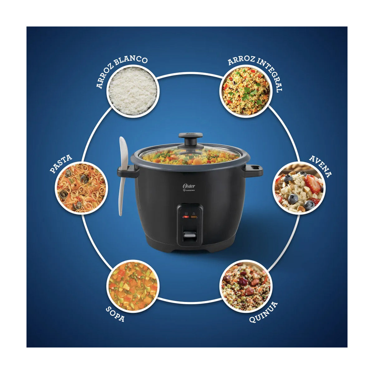 Oster CKSTRCB10DFBLK Olla Arrocera de 1.8L | Interior Antiadherente Extraíble | Negro