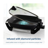 Oster CKSTSK16H Sartén Eléctrico | Antiadherente | Control Ajustable | Tapa Removible | Tapa de Vidrio Templado | 1500W | Negro