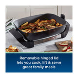 Oster CKSTSK16H Sartén Eléctrico | Antiadherente | Control Ajustable | Tapa Removible | Tapa de Vidrio Templado | 1500W | Negro