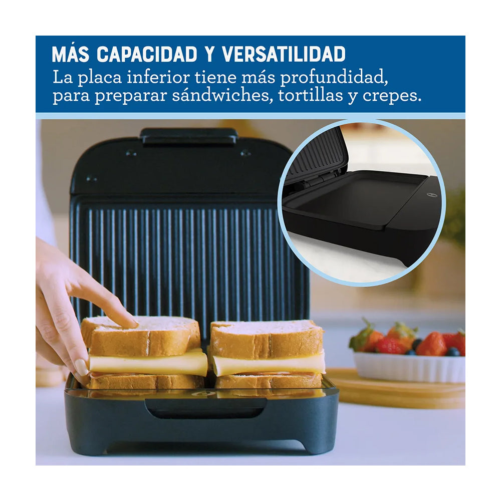 Oster CKSTSM400 Sandwichera | Antiadherente | Quick Lock | Luces Indicadoras | Negro