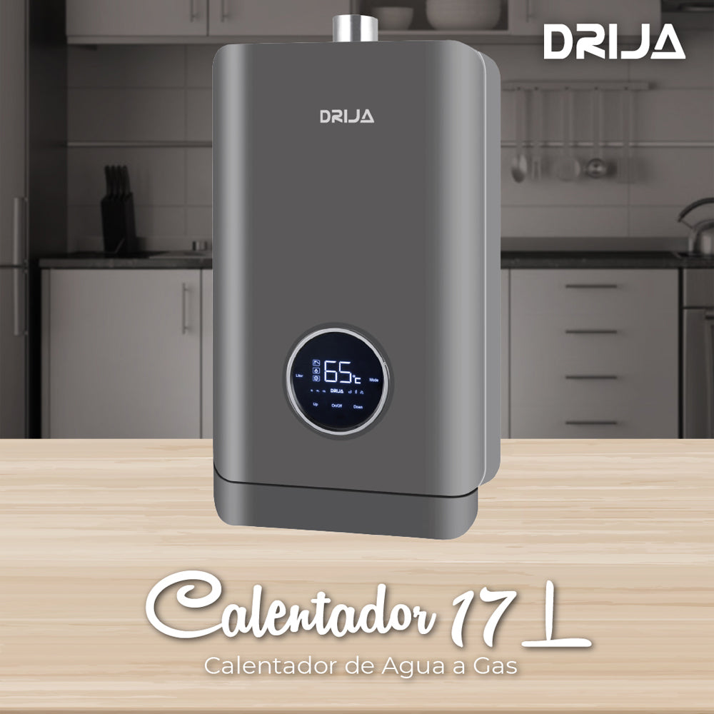 DRIJA Calentador de Agua a Gas | 34KW | 17L | Gris